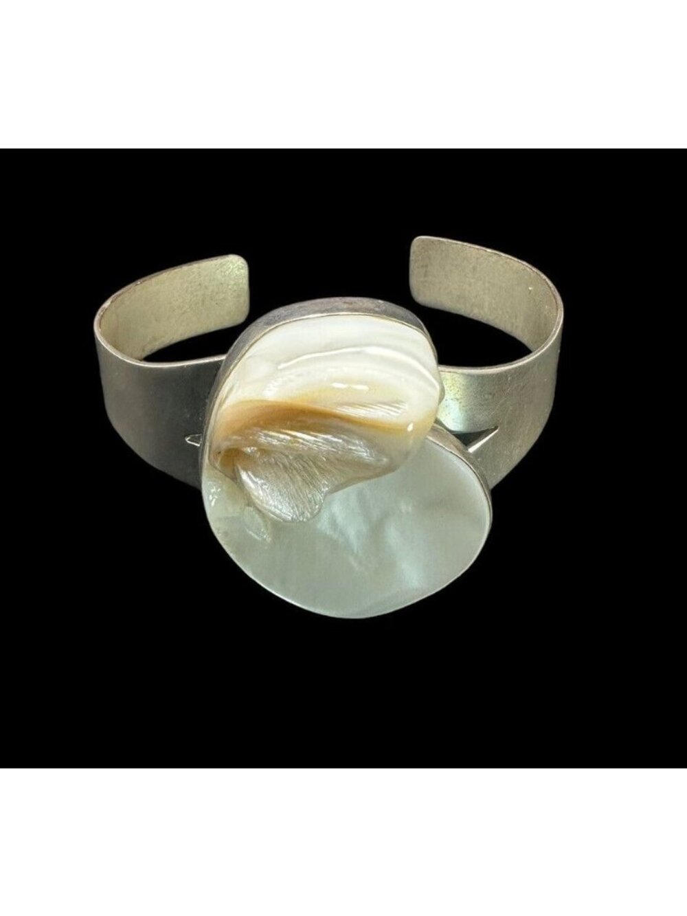 Vintage Jay King DTR Mabe Pearl Cuff Bracelet Sterling Silver .925 Large Signed